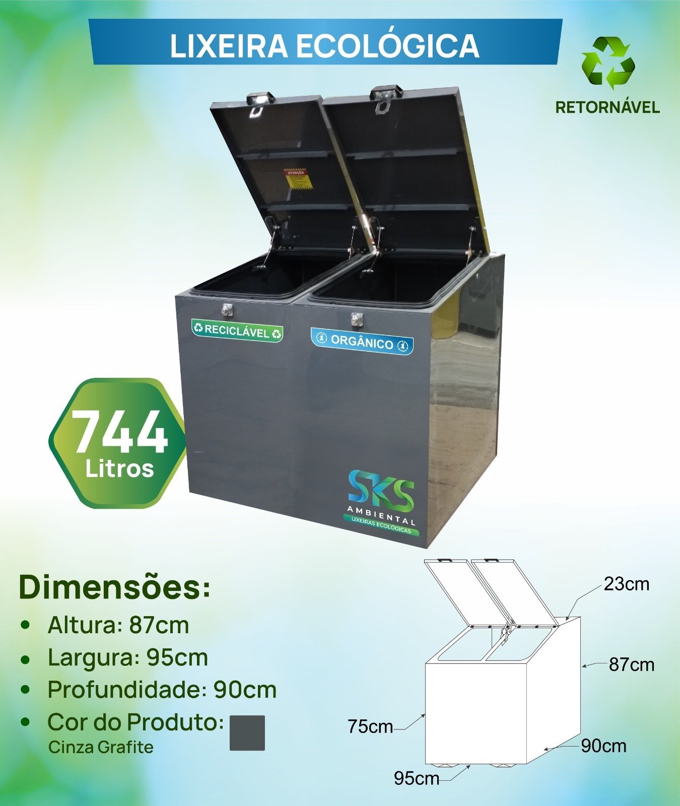 Lixeira Ecológica 744 L