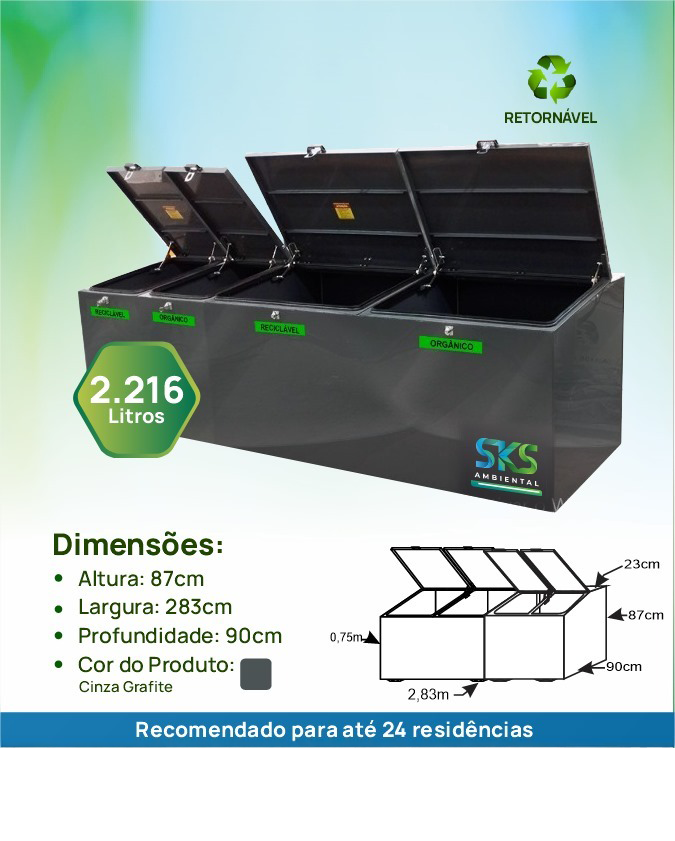Lixeira Compacta 2.216L