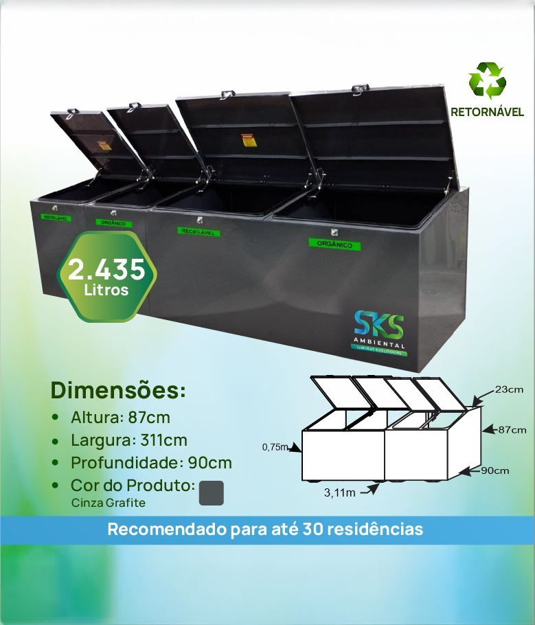 Lixeira Compacta 2.435L